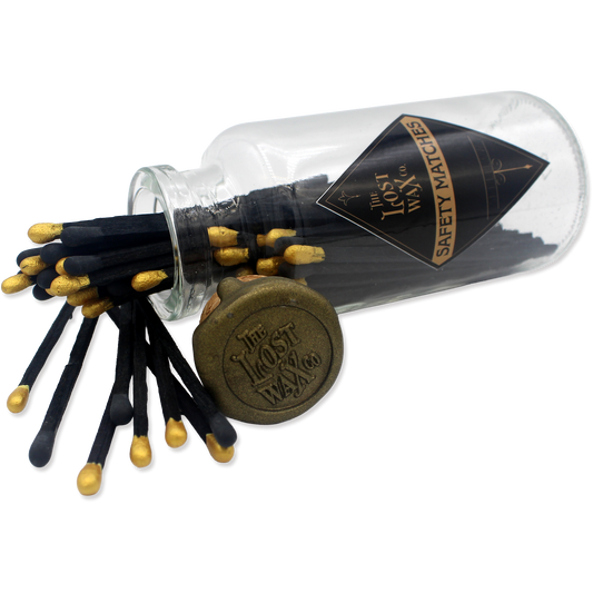Black & Gold Safety Matches in Glass Jar