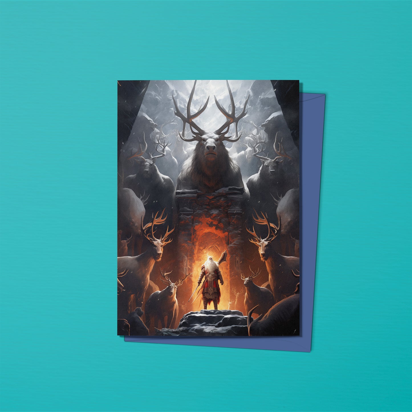 Fantasy Santa: Warrior Saint Christmas Card (Front) by Studio Ten Design