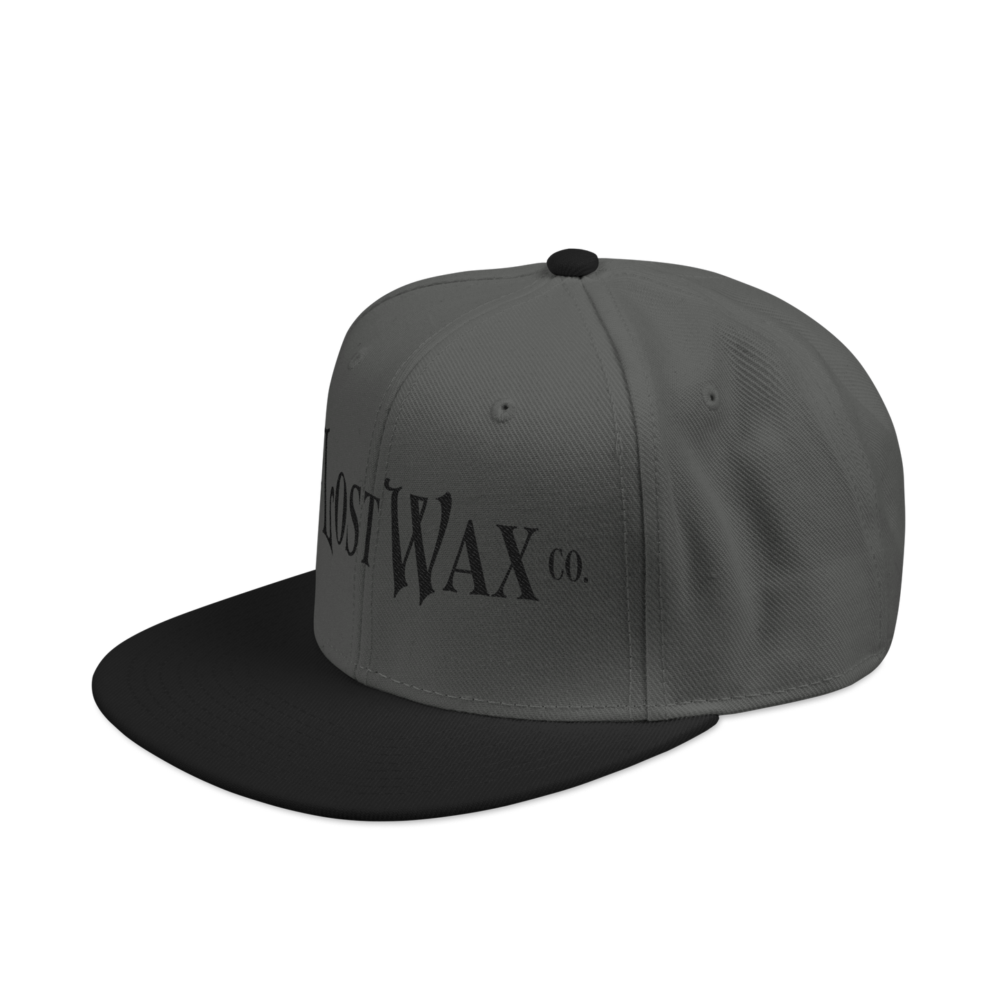 Gray and black cap with 'Lost Wax Co.' logo on a white background