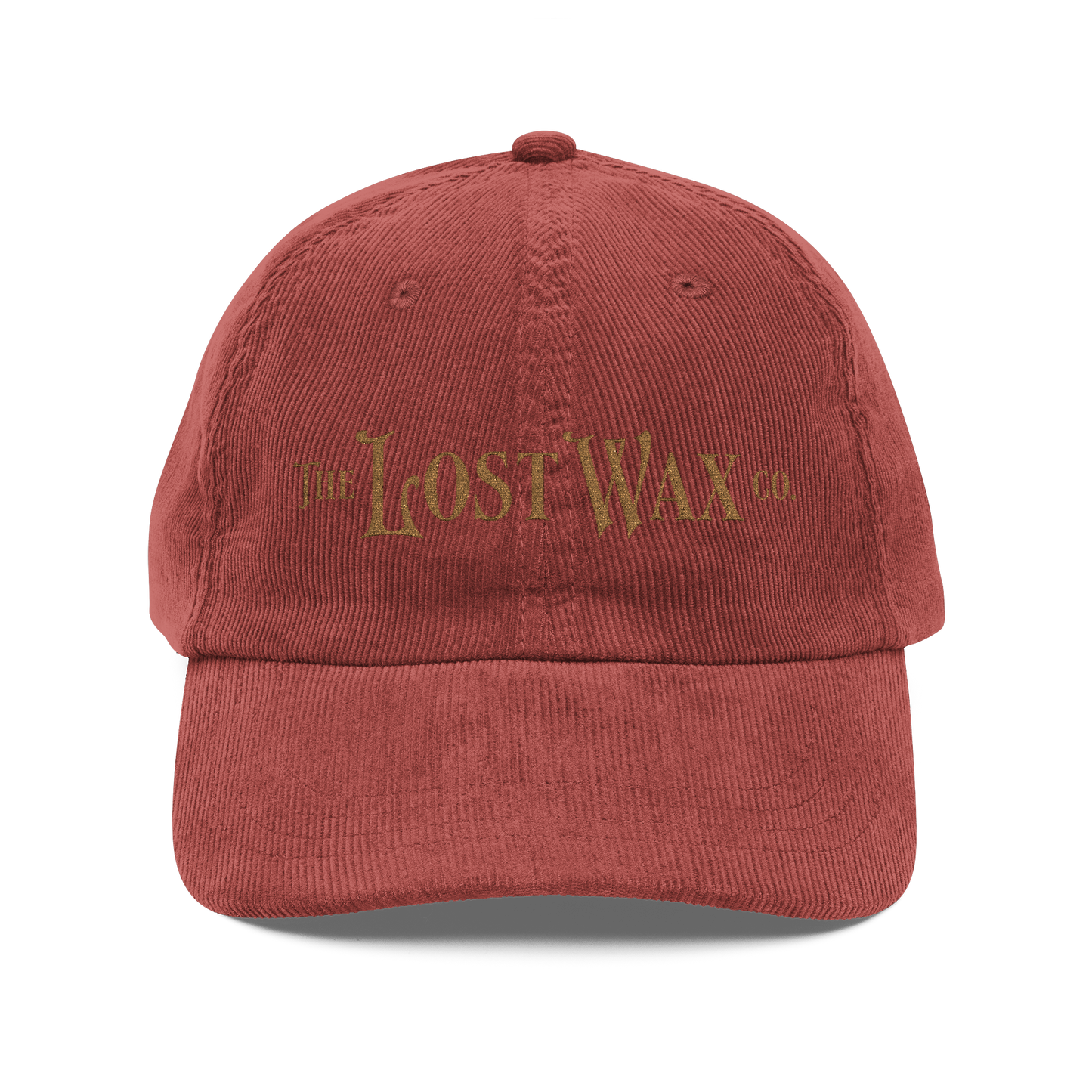 Red cap with 'The Lost Wax Co' logo on a white background
