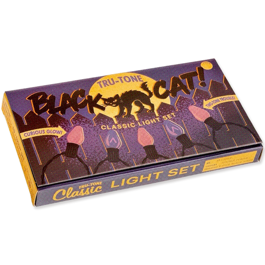 Retro-style package of Tru-Tone Black Cat! Classic Light Set.