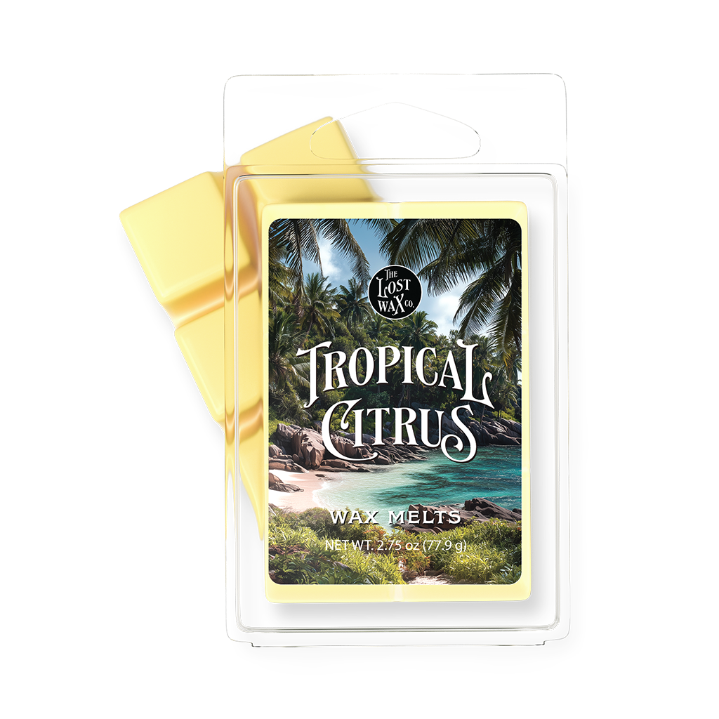 Tropical Citrus product packaging with scenic design and 'The Lost' branding.