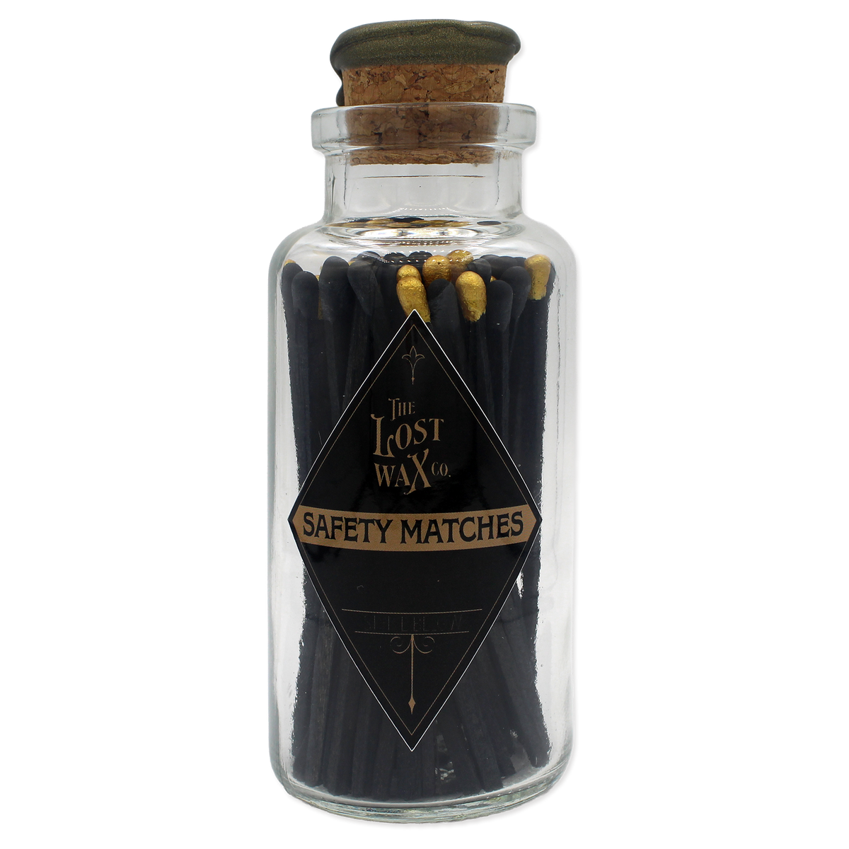 Black & Gold Safety Matches in Glass Jar