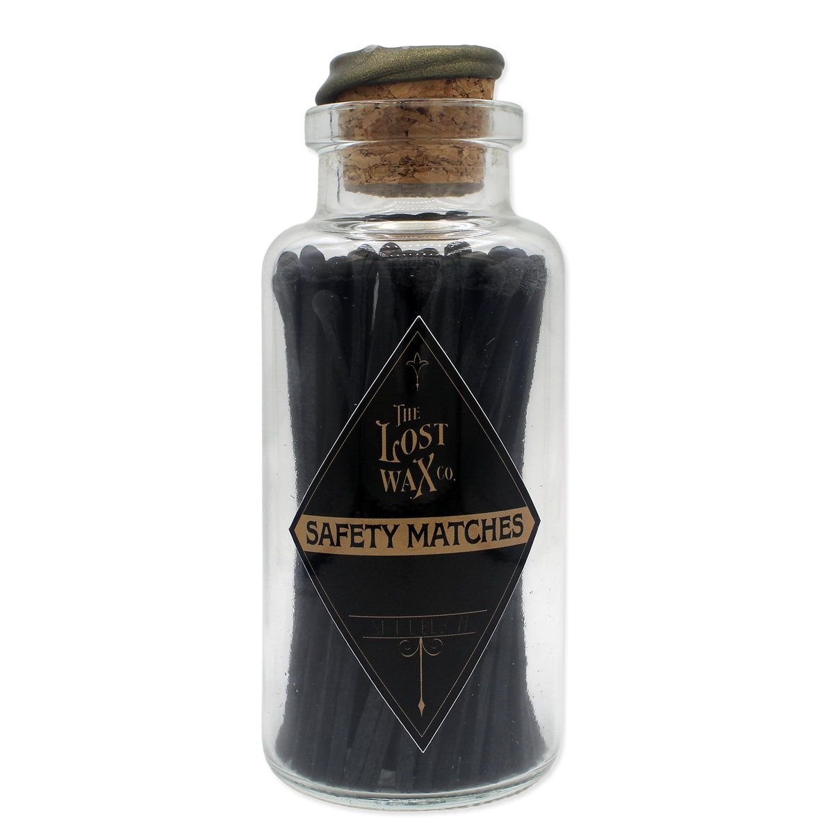 Black Safety Matches in Glass Jar