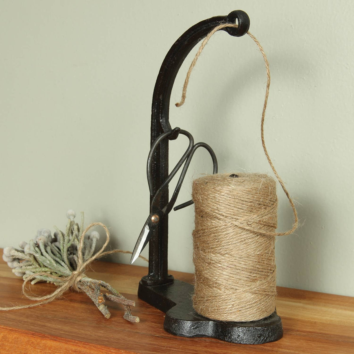 Cast Iron Jute String Dispenser with Scissors