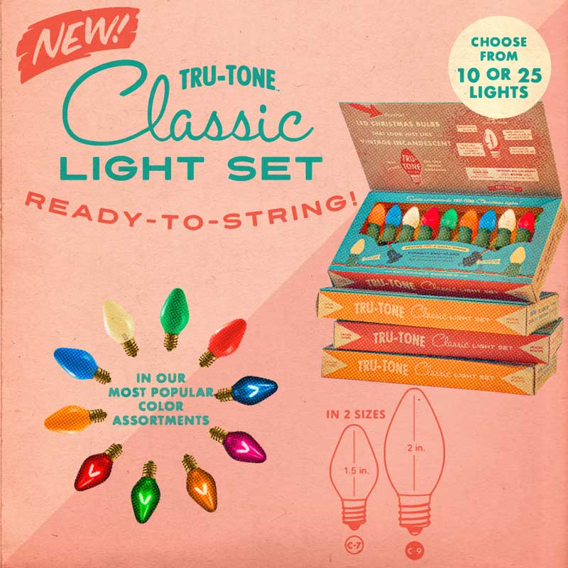 Vintage Style LED Christmas Lights - C7 10-Light Set