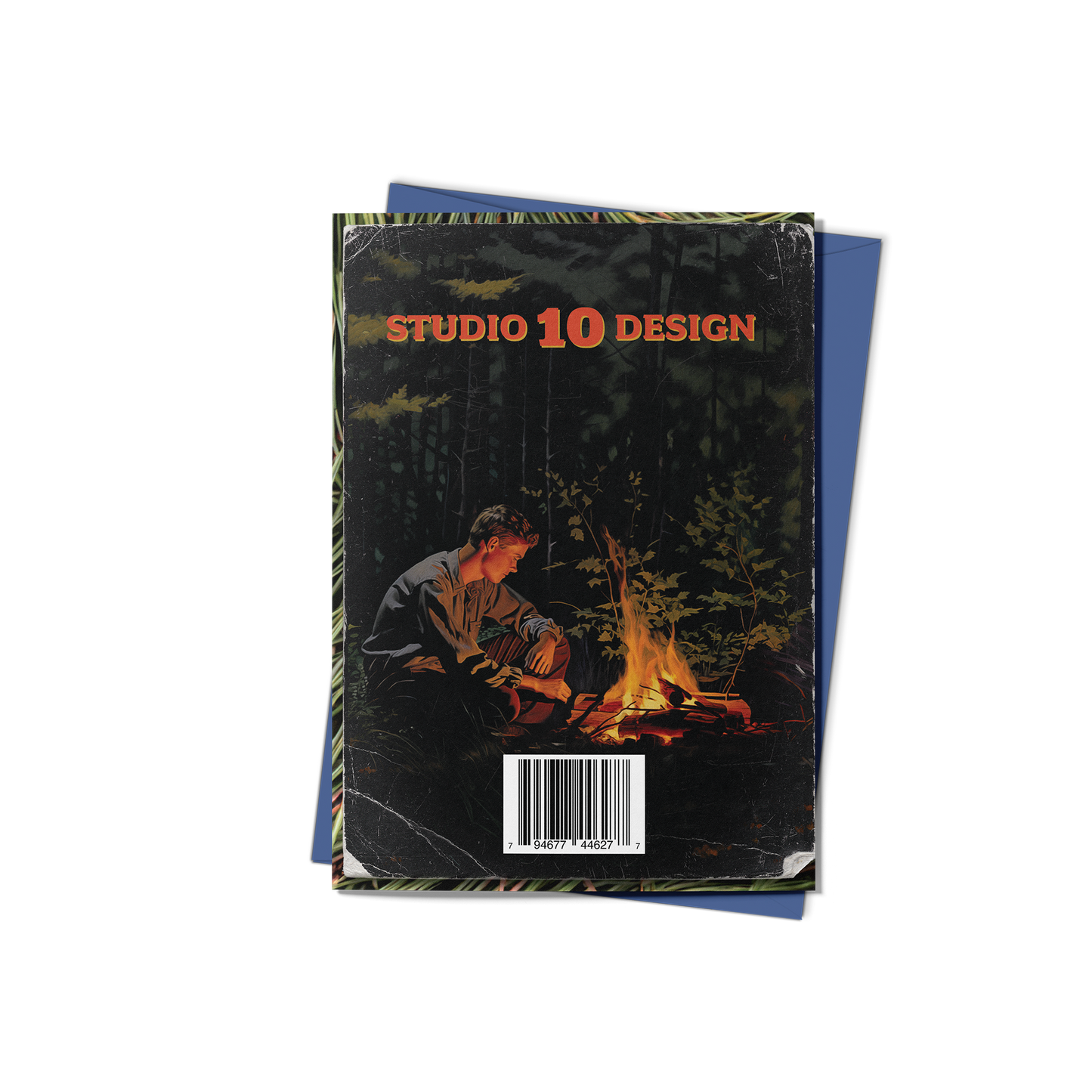Campfire Confessions Greeting Card (Back) with Blue Envelope - Studio Ten Design