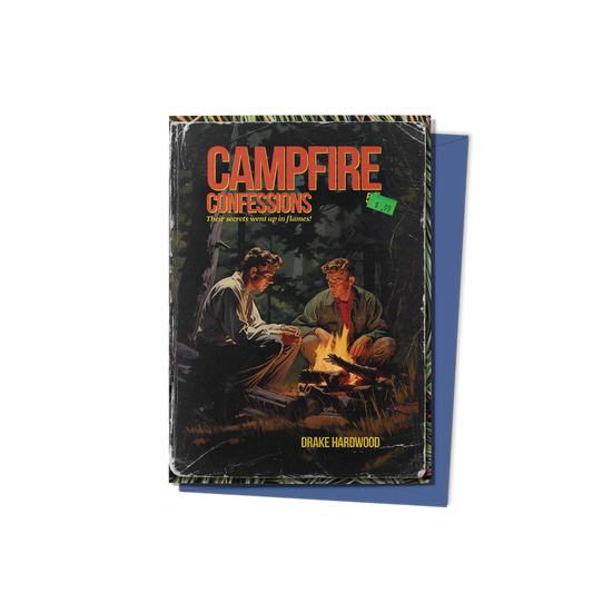 Campfire Confessions Greeting Card (Front) with Blue Envelope - Studio Ten Design