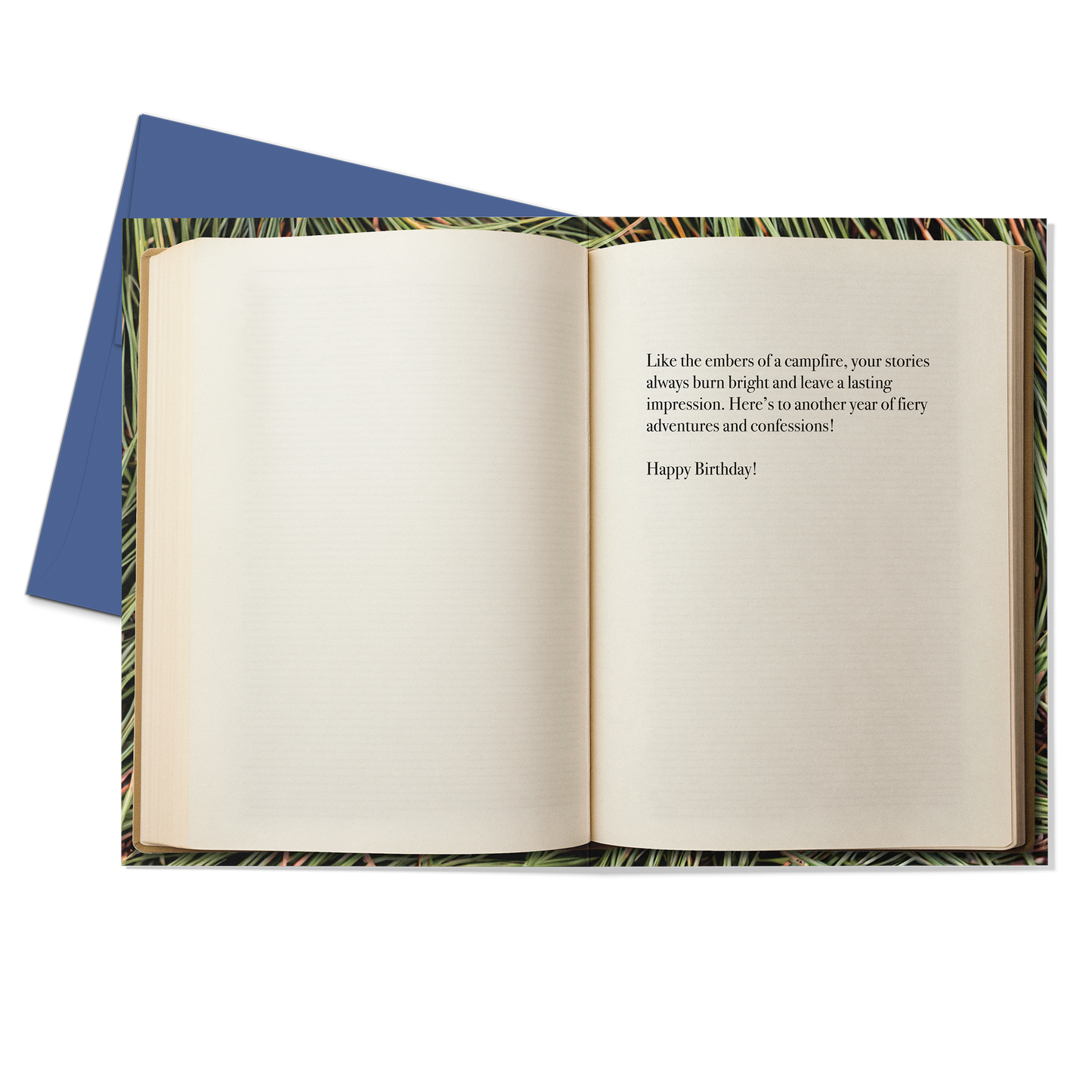 Campfire Confessions Greeting Card (Inside; Birthday Greeting) with Blue Envelope - Studio Ten Design
