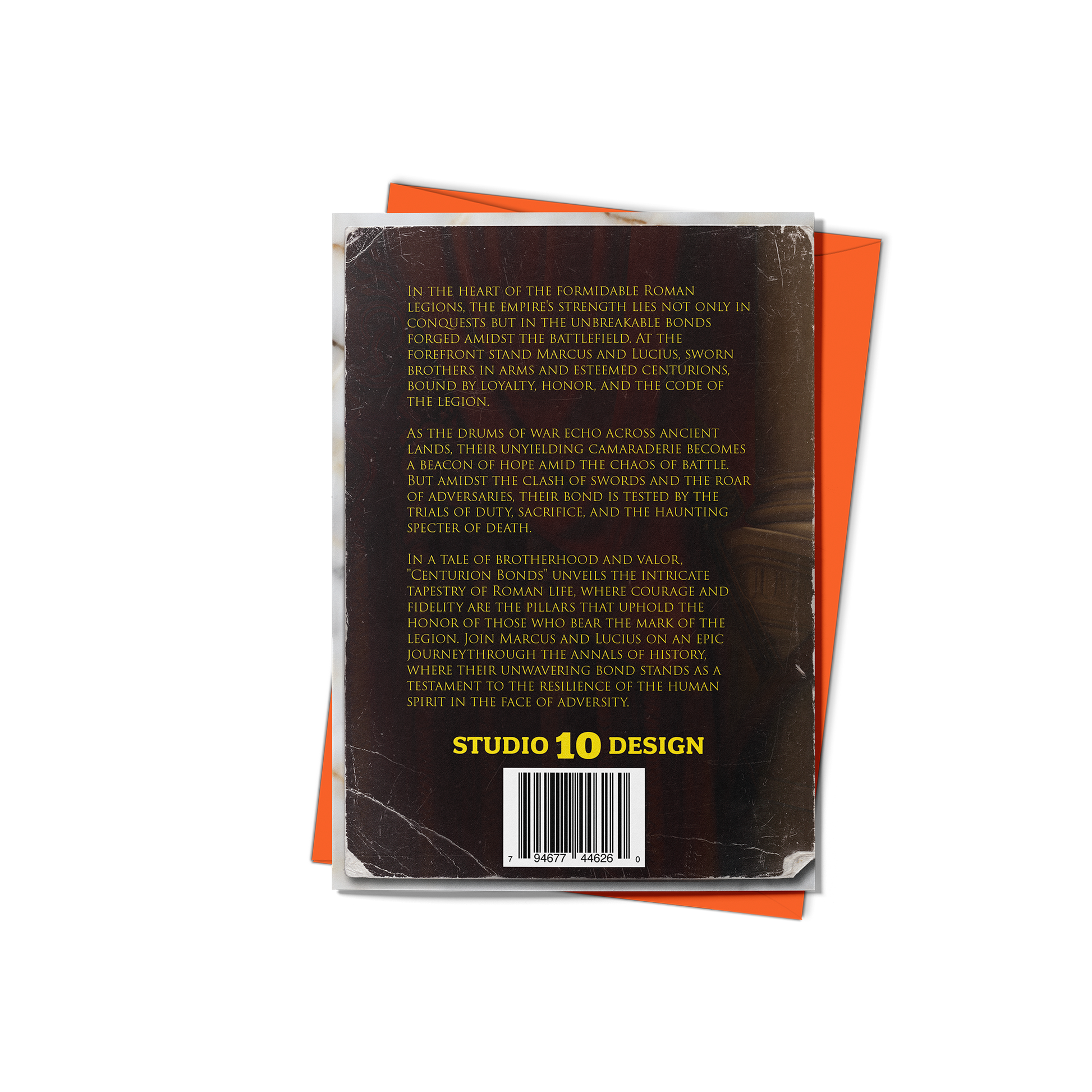Centurion Bonds Greeting Card (Back) with Orange Envelope - Studio Ten Design