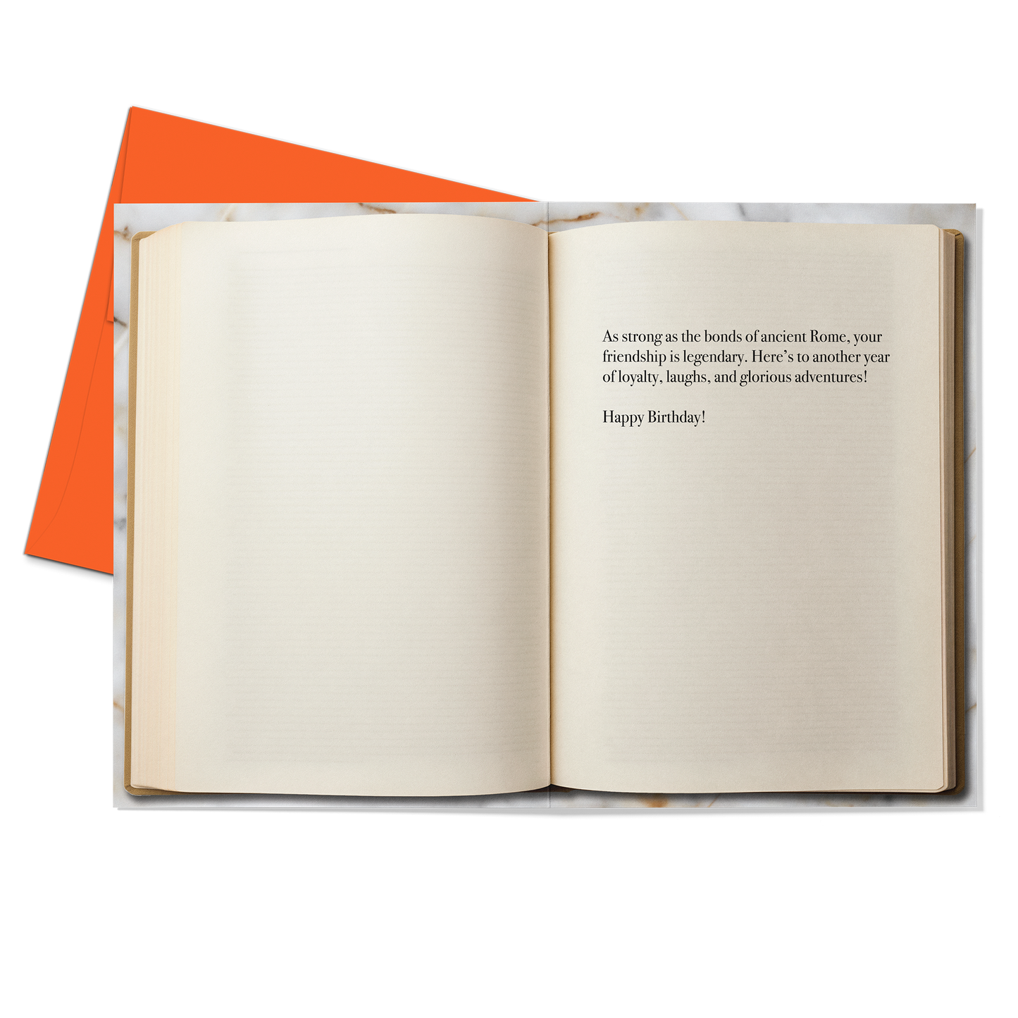 Centurion Bonds Greeting Card (Inside; Birthday Greeting) with Orange Envelope - Studio Ten Design