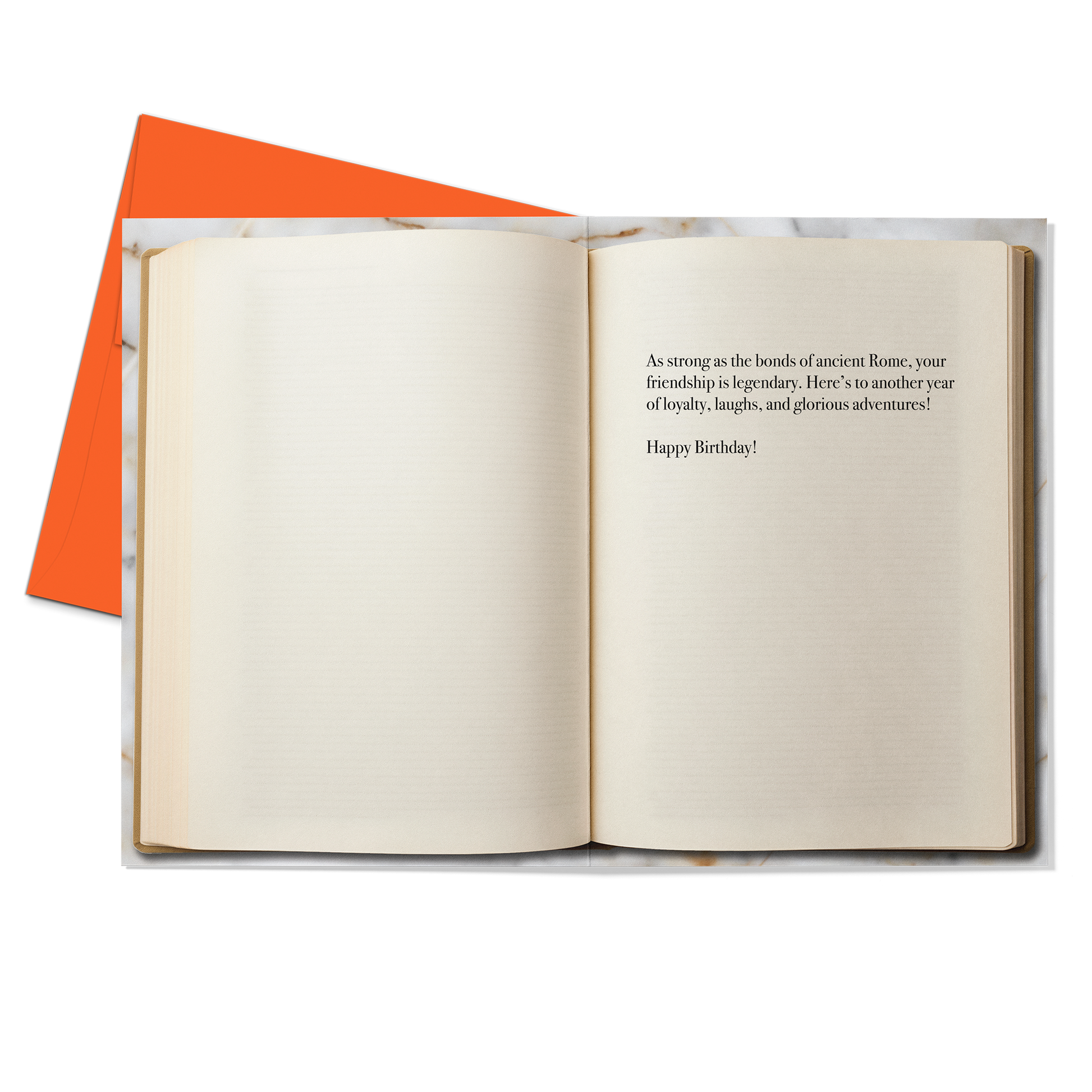 Centurion Bonds Greeting Card (Inside; Birthday Greeting) with Orange Envelope - Studio Ten Design