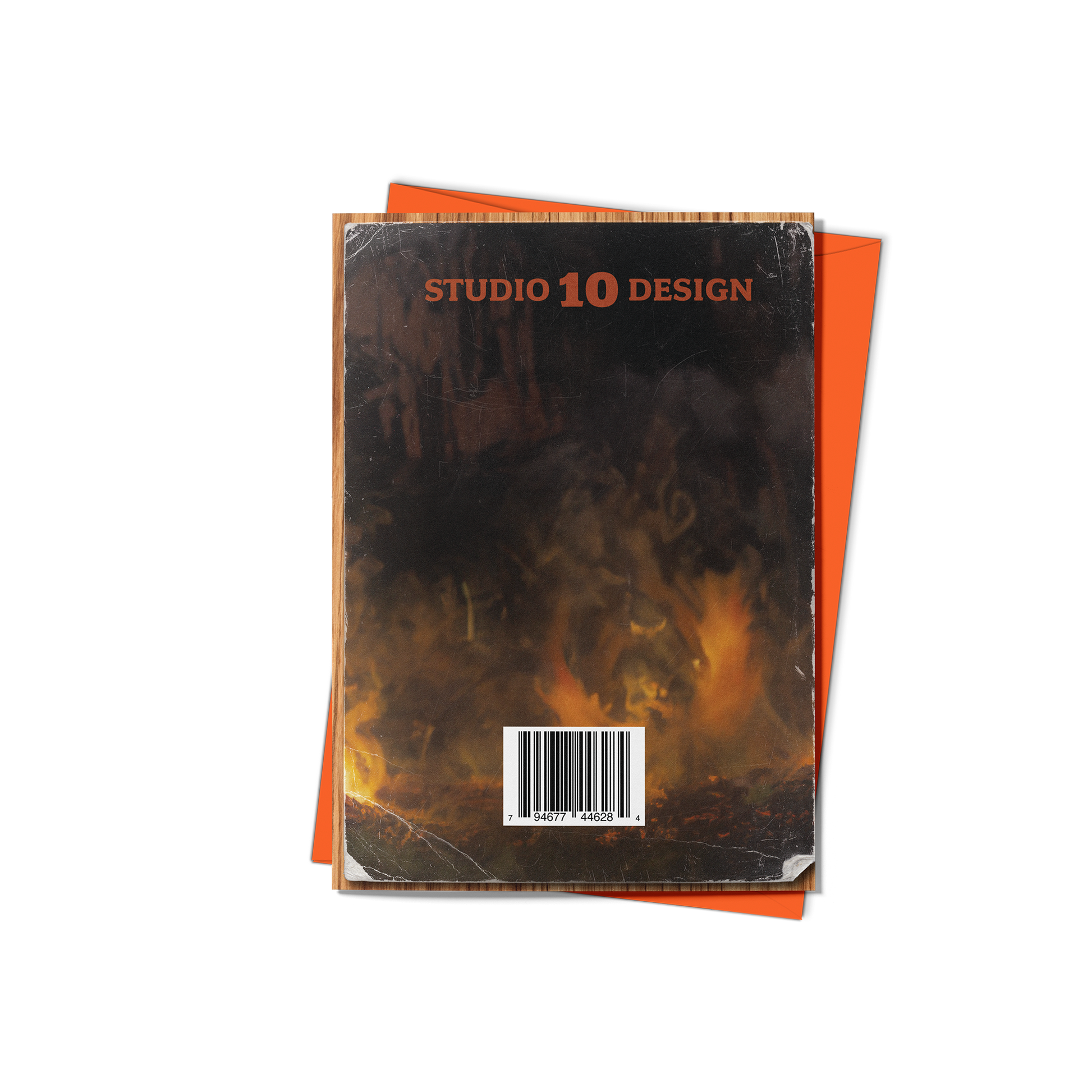 HIdden Flames Greeting Card (Back) with Orange Envelope - Studio Ten Design