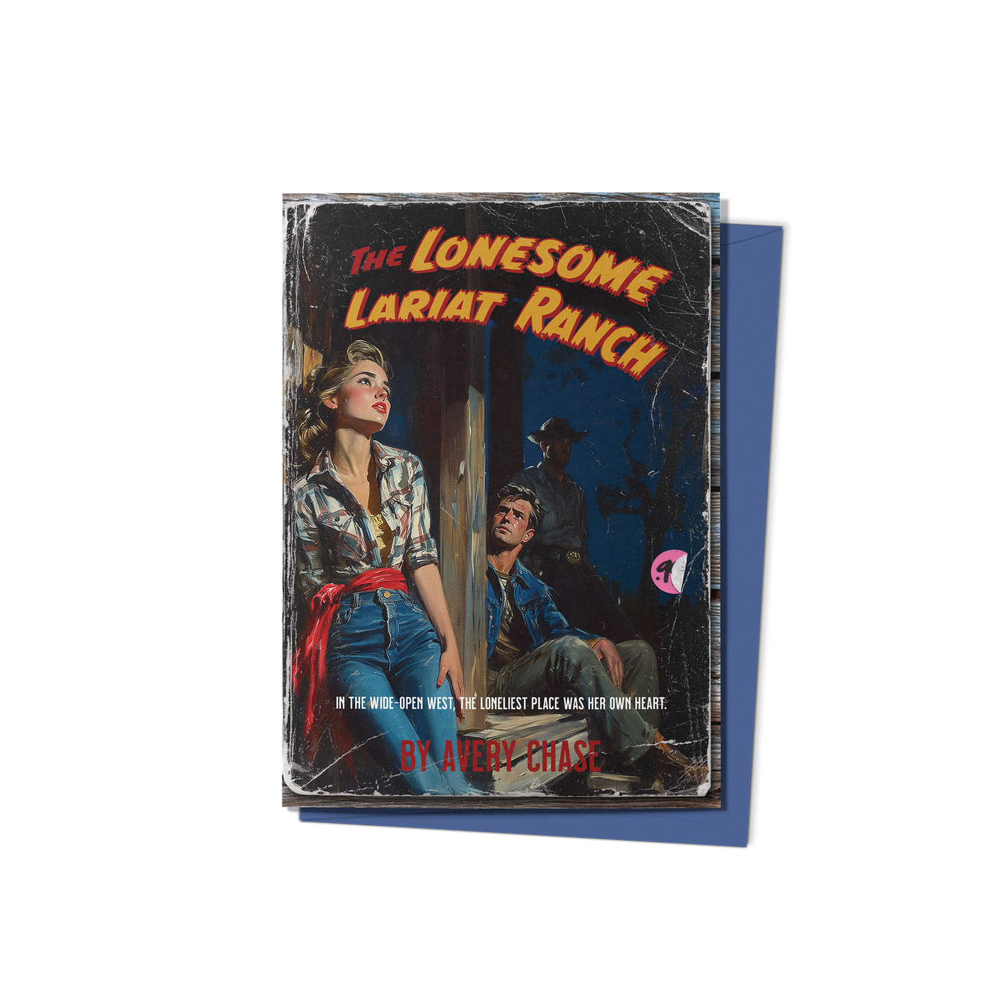 The Lonesome Lariat Ranch Greeting Card (Front) with Blue envelope - Studio Ten Design