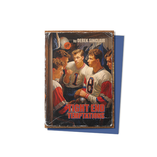 Tight End Temptations (Front) Greeting Card by Studio Ten Design, with Blue Envelope