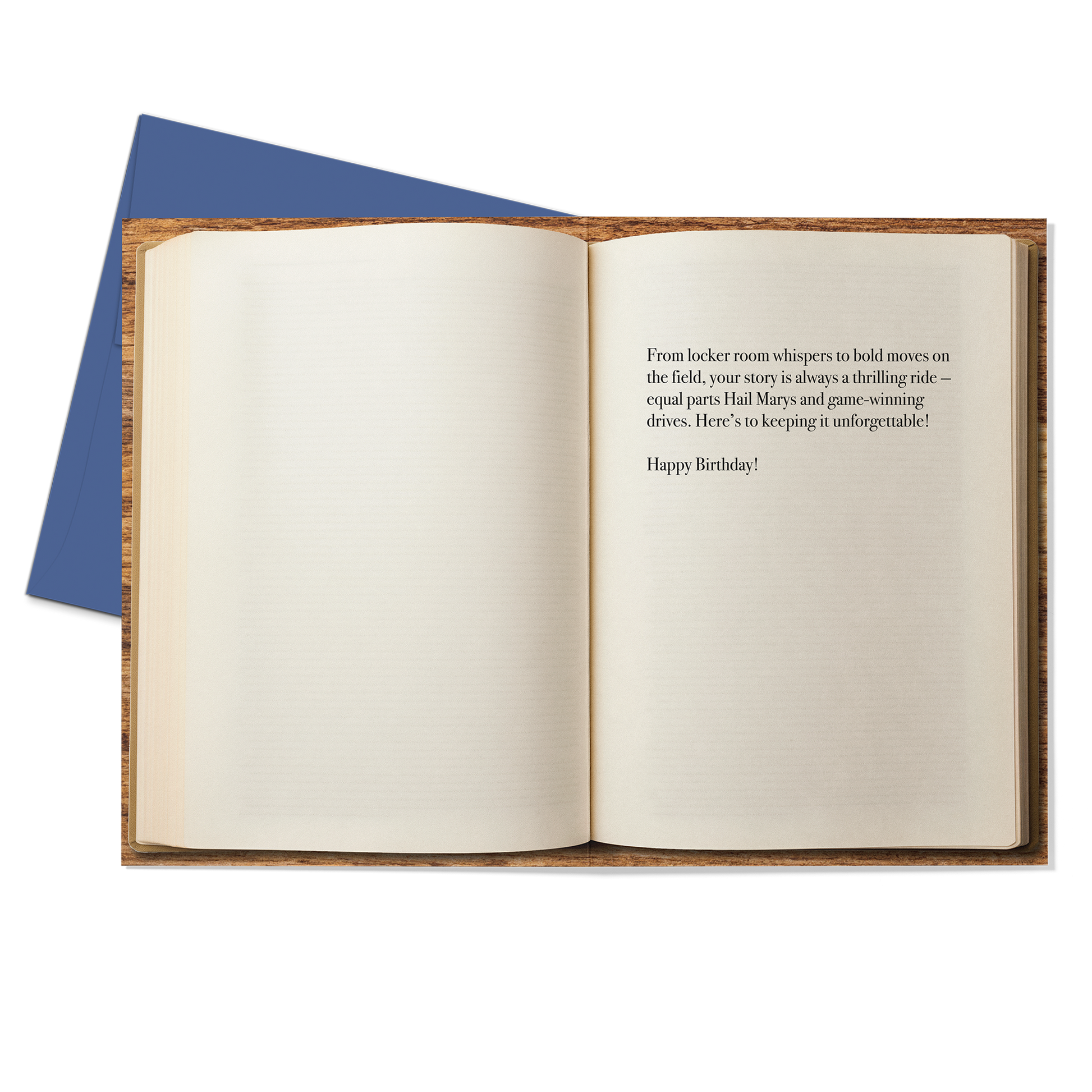 Tight End Temptations (Inside Birthday Greeting) Greeting Card by Studio Ten Design, with Blue Envelope