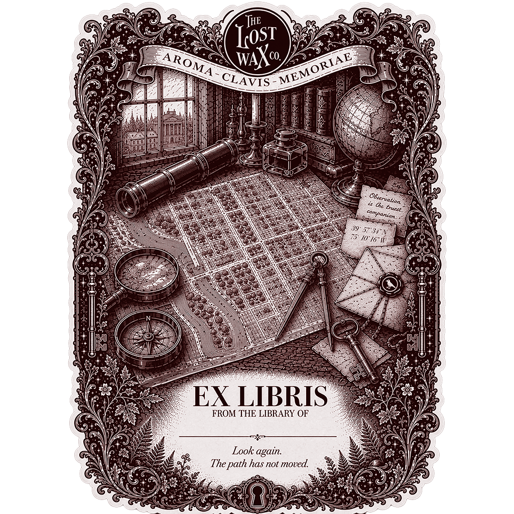 Decorative 'Ex Libris' bookplate with vintage elements and text.