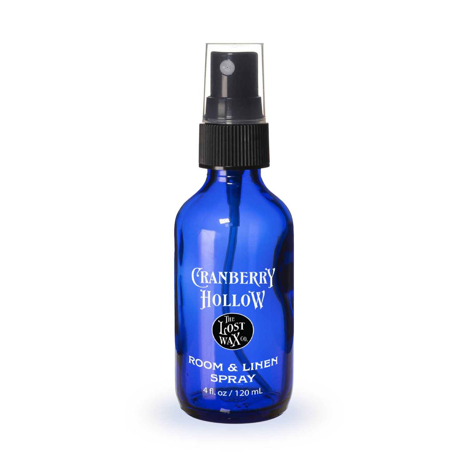 Blue spray bottle labeled 'Cranberry Hollow' on a white background