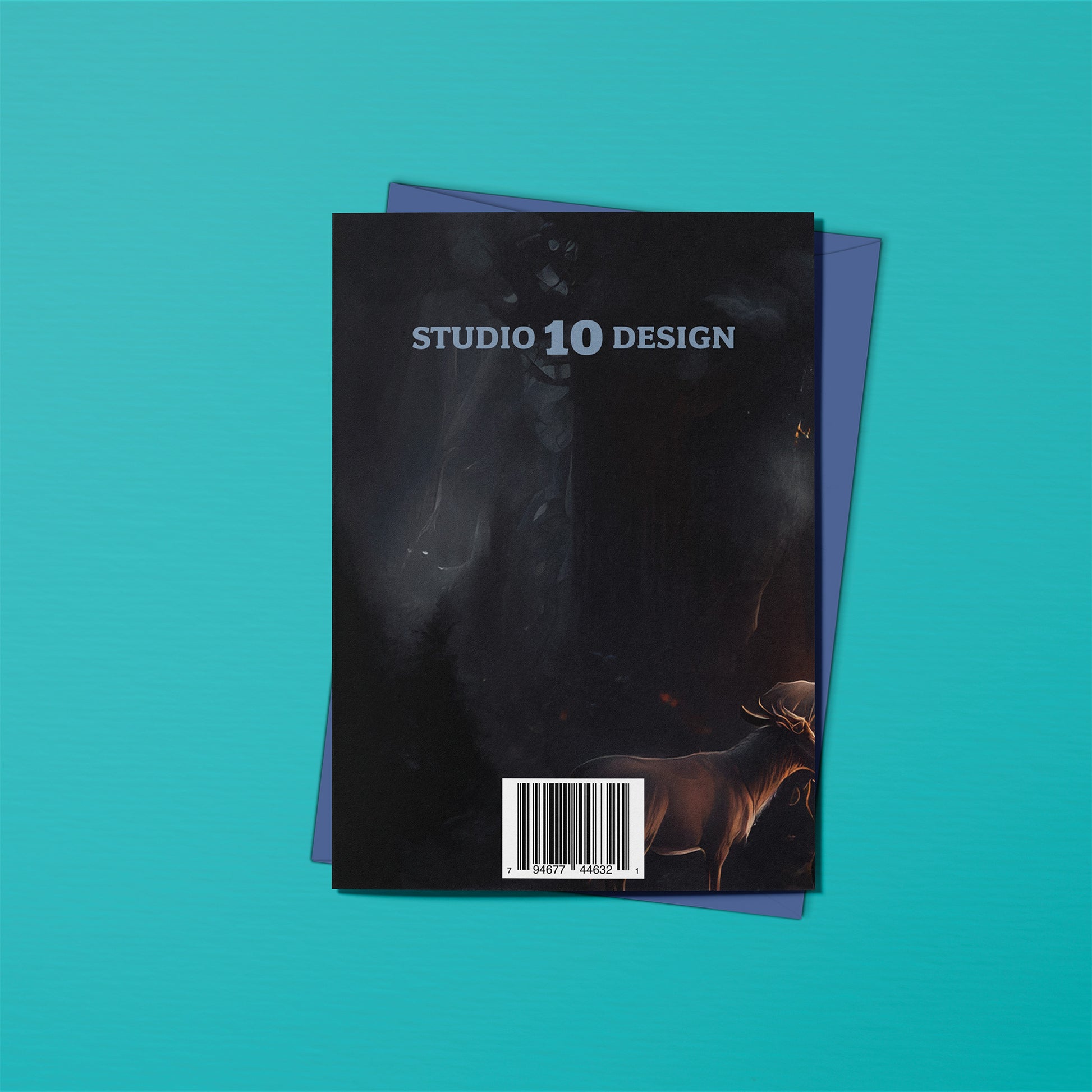 Fantasy Santa: Warrior Saint Christmas Card (Back) by Studio Ten Design