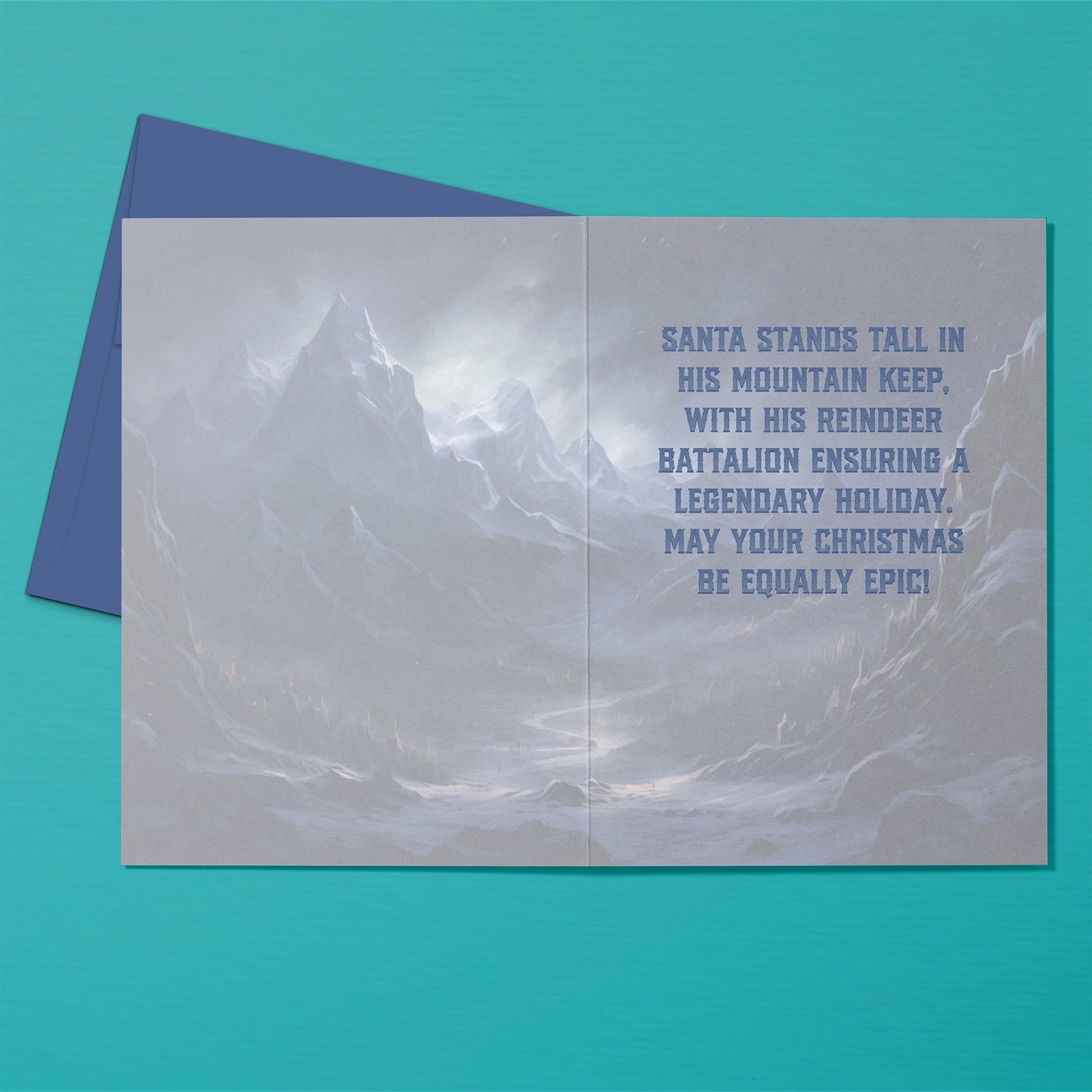 Fantasy Santa: Warrior Saint Christmas Card (Inside; Epic Christmas greeting) by Studio Ten Design