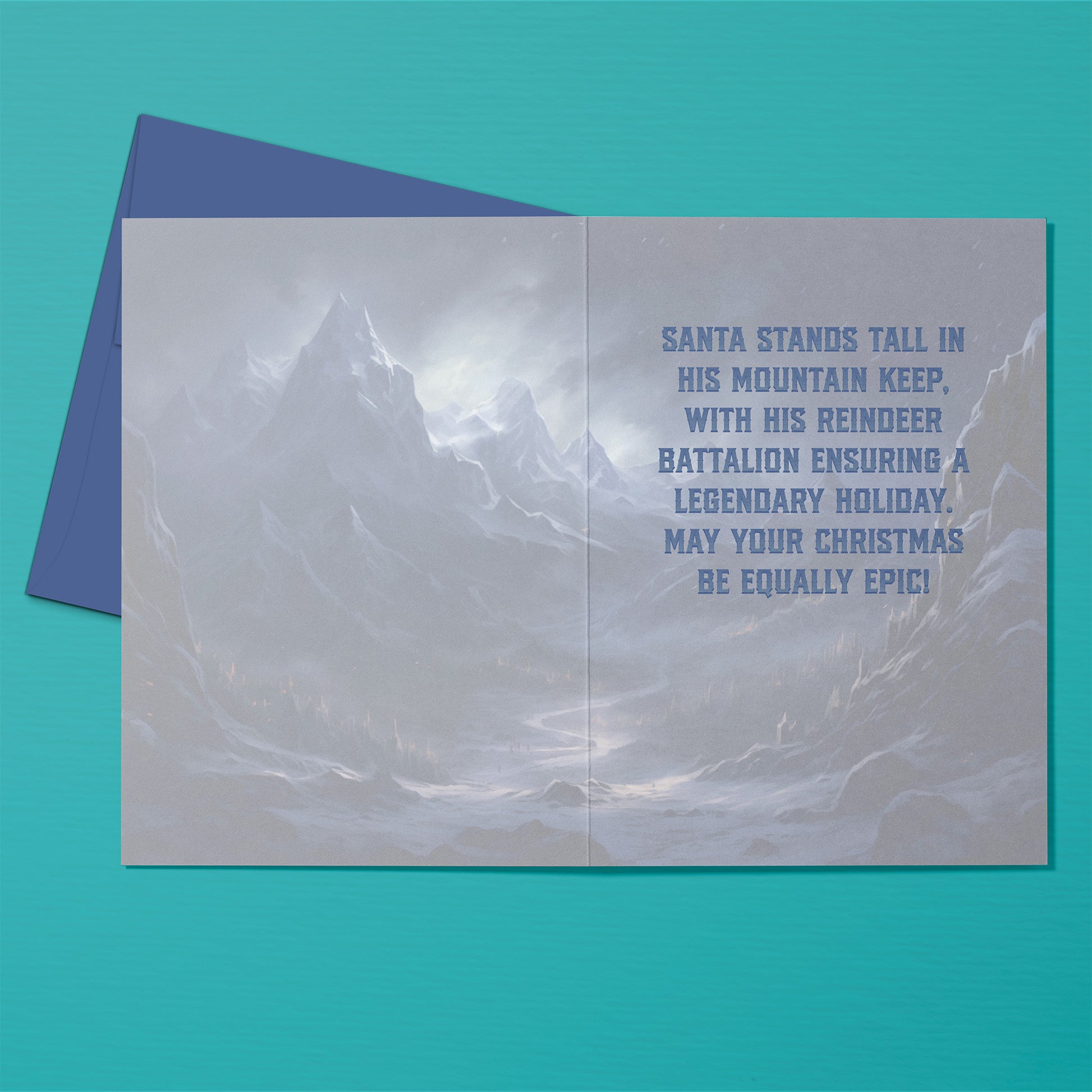 Fantasy Santa: Warrior Saint Christmas Card (Inside; Epic Christmas greeting) by Studio Ten Design