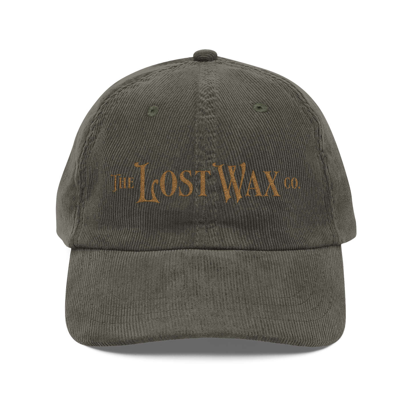 Gray cap with 'The Lost Wax Co' logo on a white background