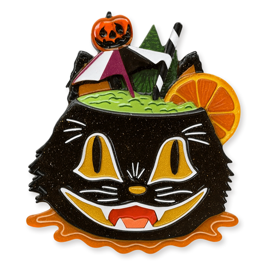 Black Magic Halloween Tiki Brooch