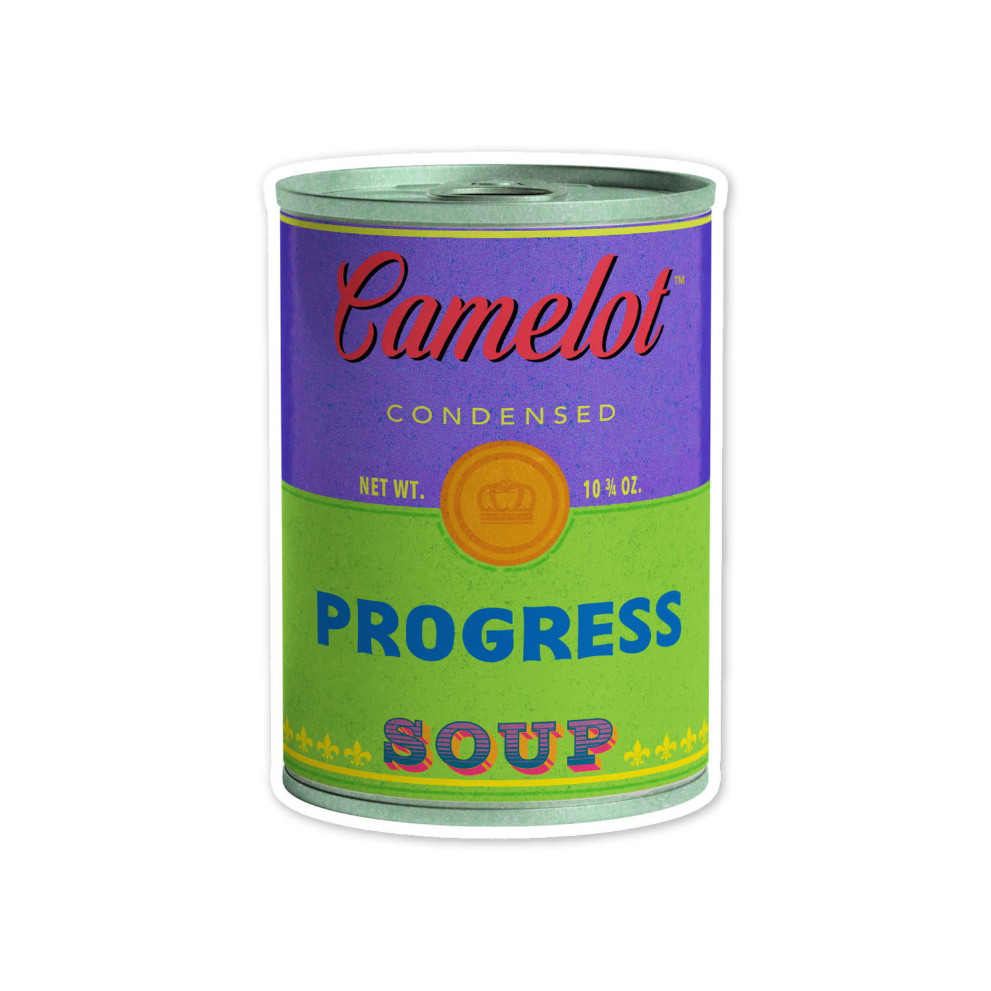 Camelot Brand Progress Soup Kiss-Cut Vinyl Sticker (2 x 3 inches) by Studio Ten Design
