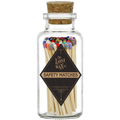 Glass jar with cork lid containing colorful safety matches from The Lost Wax Co.