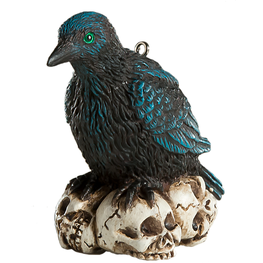 Raven Perched Skulls Tree Ornament