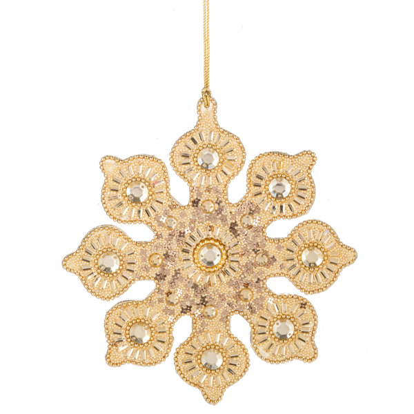 Beaded Gold Snowflake Ornament