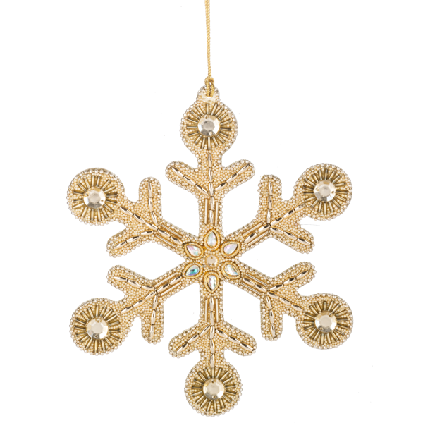Beaded Gold Snowflake Ornament