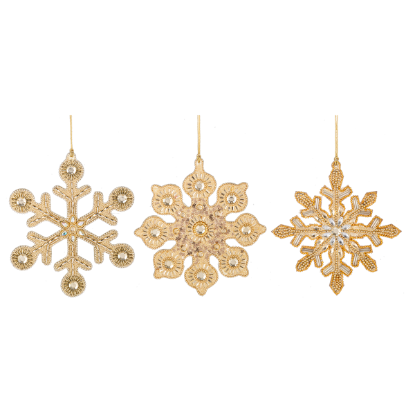 Beaded Gold Snowflake Ornament