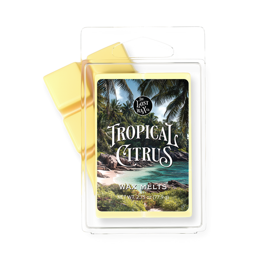 Tropical Citrus product packaging with scenic design and 'The Lost' branding.